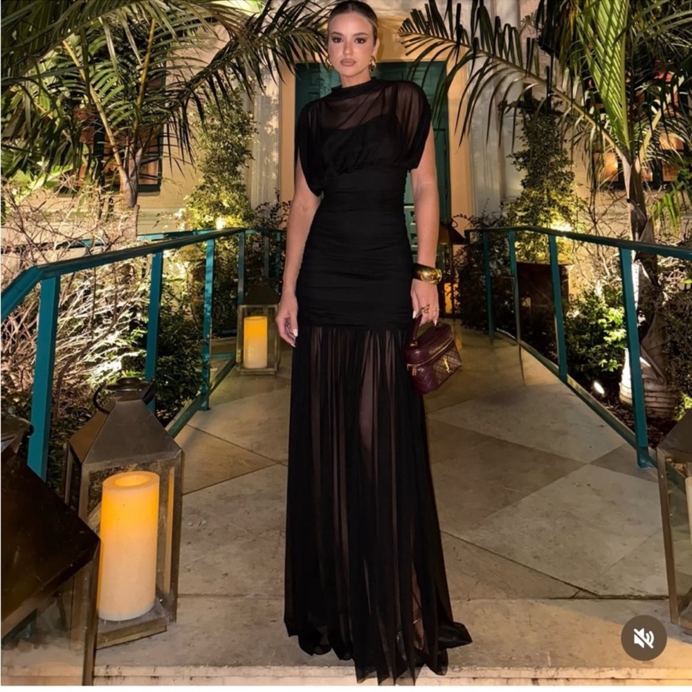ZARA Black Combined Transparent Maxi Midi Dress Gown
